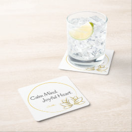 穏やかな心の喜びハートブッダ引用文 スクエアペーパーコースター