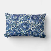 穏やかな心地よい:青いフローラ腰枕 ランバークッション (正面)