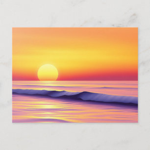 穏やかな抽象芸術の夕焼け海 ポストカード