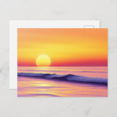 穏やかな抽象芸術の夕焼け海 ポストカード (正面/裏面)