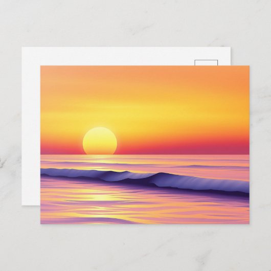 穏やかな抽象芸術の夕焼け海 ポストカード (正面/裏面)