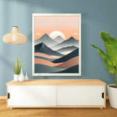 穏やかな日の出の霧の山々 ポスター