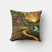 穏やかな日の出の風景の居心地の良い客室 クッション (正面)