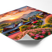 穏やかな日の日本の入りガーデン風景 ポスター (角)