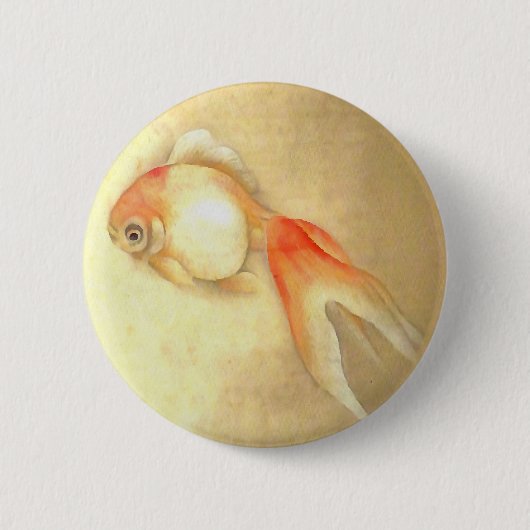 穏やかな日本の金魚 缶バッジ (正面)