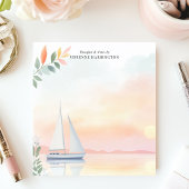 穏やかな日没の帆船の水色パーソナライズされた ノートパッド