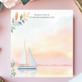 穏やかな日没の帆船の水色パーソナライズされた ノートパッド