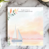 穏やかな日没の帆船の水色パーソナライズされた ノートパッド