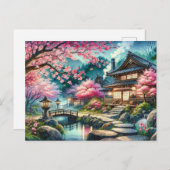 穏やかな春夕べインア日本のガーデン ポストカード (正面/裏面)