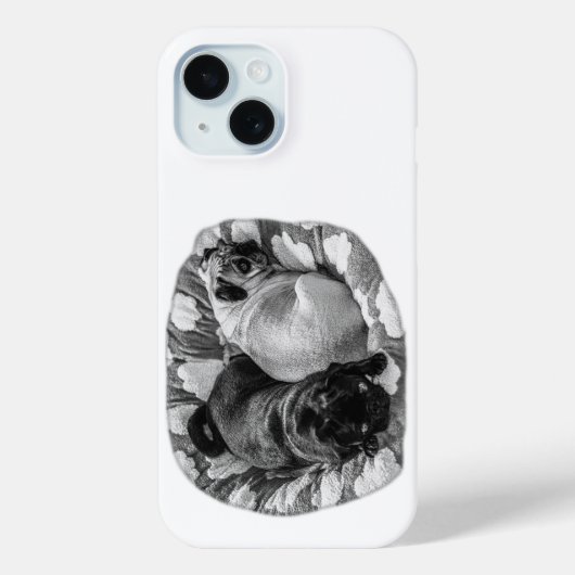 穏やかな時計と双子のパグ Case-Mate iPhoneケース (裏面)