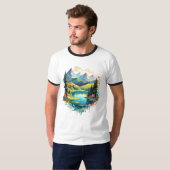 穏やかな景観穏やかな自然山脈 Tシャツ (正面フル)