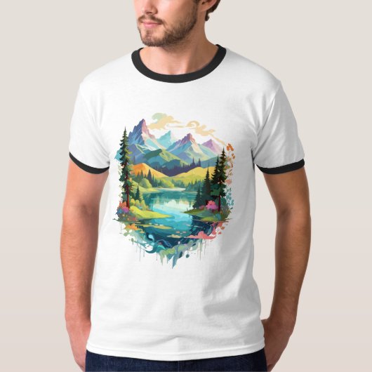 穏やかな景観穏やかな自然山脈 Tシャツ (正面)