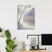 穏やかな暗い水彩風景 ポスター (ホームオフィス)