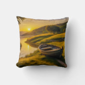 穏やかな朝の日の出 クッション (正面)