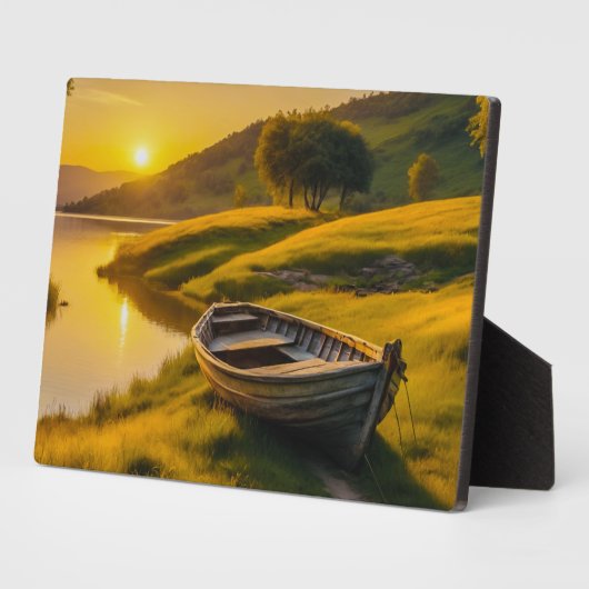 穏やかな朝の日の出 フォトプラーク (側面)