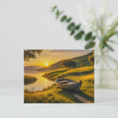 穏やかな朝の日の出 ポストカード (スタンド正面)