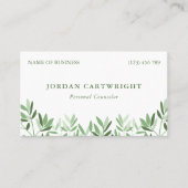 穏やかな柔らかい緑の離れセラピストカウンセラー 名刺 (正面)