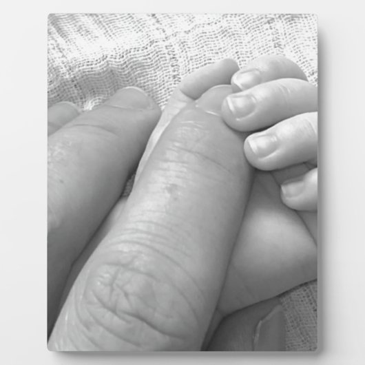 穏やかな柔らかさをつかむ赤ん坊手指手の把握 フォトプラーク (正面)