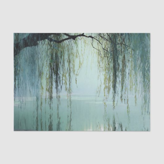 穏やかな柳の木の反射自然アート（４） 薄葉紙 (正面)