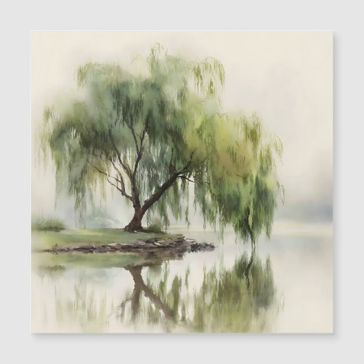 穏やかな柳の木の反射自然アート（12） (正面)