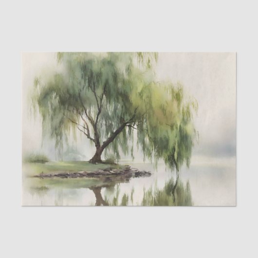穏やかな柳の木の反射自然アート（12） 薄葉紙 (正面)