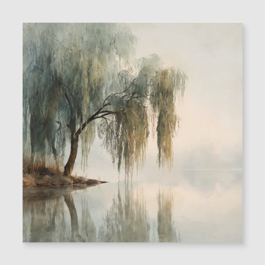 穏やかな柳の木の反射自然アート (13) (正面)