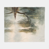穏やかな柳の木の反射自然アート(13) フリースブランケット (正面(横))