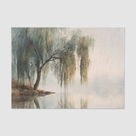 穏やかな柳の木の反射自然アート（13） 薄葉紙 (正面)