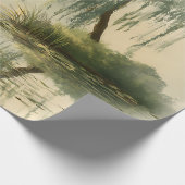 穏やかな柳の木の反射自然アート（1） ラッピングペーパー (角)