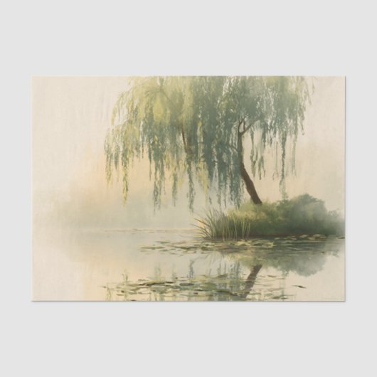 穏やかな柳の木の反射自然アート（1） 薄葉紙 (正面)