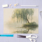 穏やかな柳の木の反射自然アート（1） 薄葉紙 (クラフト)