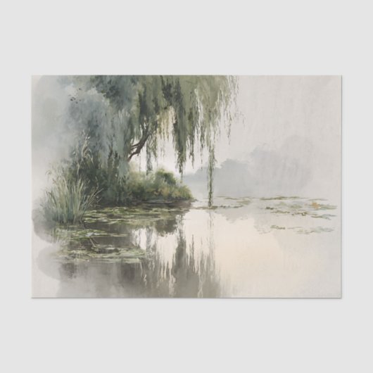 穏やかな柳の木の反射自然アート（2） 薄葉紙 (正面)