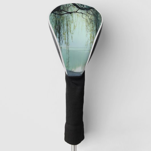 穏やかな柳の木の反射自然アート(4) ゴルフヘッドカバー (正面)