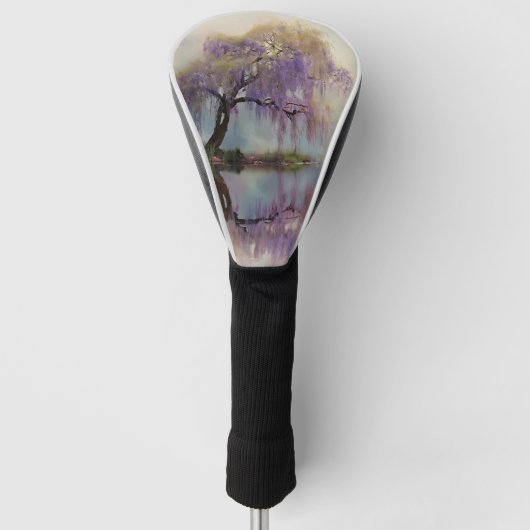 穏やかな柳の木の反射自然アート(6) ゴルフヘッドカバー (正面)