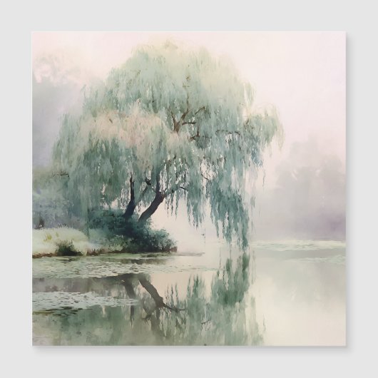 穏やかな柳の木の反射自然アート（7） (正面)