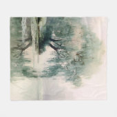 穏やかな柳の木の反射自然アート(7) フリースブランケット (正面(横))