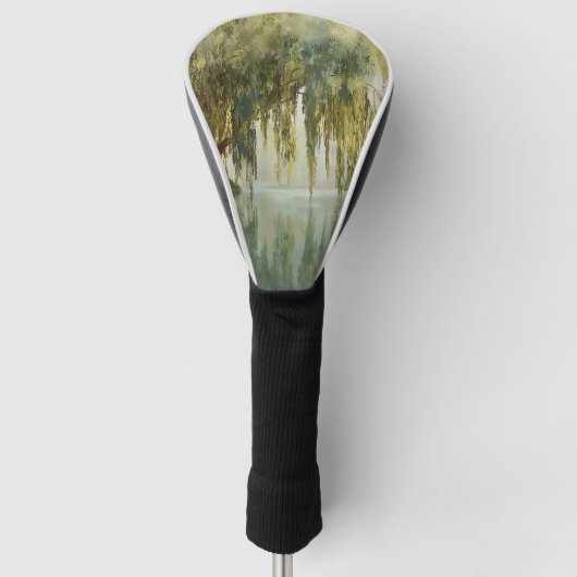 穏やかな柳の木の反射自然アート(8) ゴルフヘッドカバー (正面)
