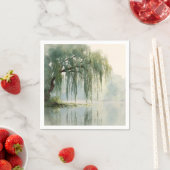 穏やかな柳の木の反射自然アート（9） スタンダードカクテルナプキン (インサイチュ)