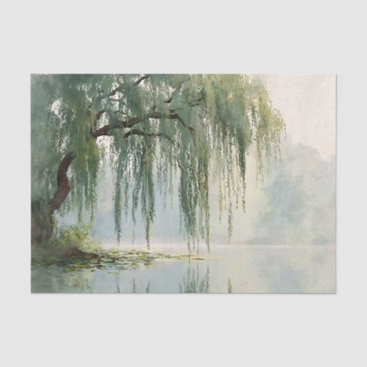 穏やかな柳の木の反射自然アート（9） 薄葉紙 (正面)