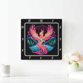 穏やかな森の上のフェニックスグローブ スクエア壁時計 (ホーム)