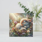 穏やかな森の復活祭でかわいい眠いバニー シーズンカード (スタンド正面)