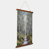 穏やかな森の道 – 静かな自然ランドスケープアート 吊り下げ型タペストリー (傾斜あり)