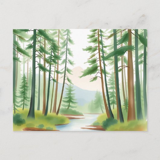 穏やかな森の風景（水彩画） ポストカード (正面)