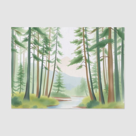 穏やかな森の風景（水彩画） 薄葉紙 (正面)