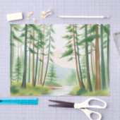 穏やかな森の風景（水彩画） 薄葉紙 (クラフト)