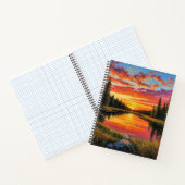 穏やかな森林川に沈む夕日 ノートブック (内部)