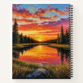穏やかな森林川に沈む夕日 ノートブック (裏面)