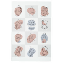 穏やかな母性ラインアート – 抽象芸術ベビーバンプ メタルプリント