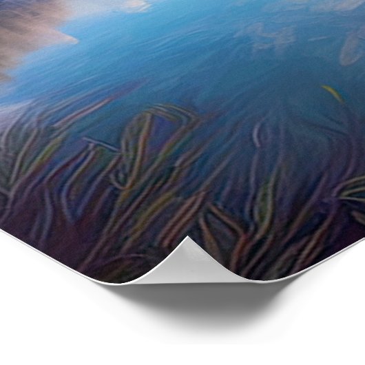 穏やかな水と桜 ポスター (角)