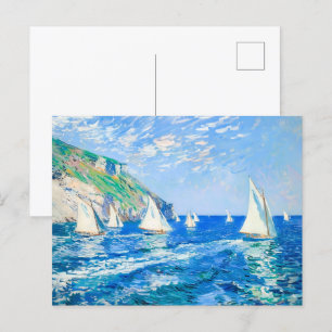 穏やかな水に帆船 – 印象派絵を描家 ポストカード